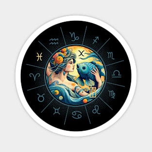 ZODIAC Pisces - Astrological PISCES - PISCES - ZODIAC sign - Van Gogh style - 9 Magnet